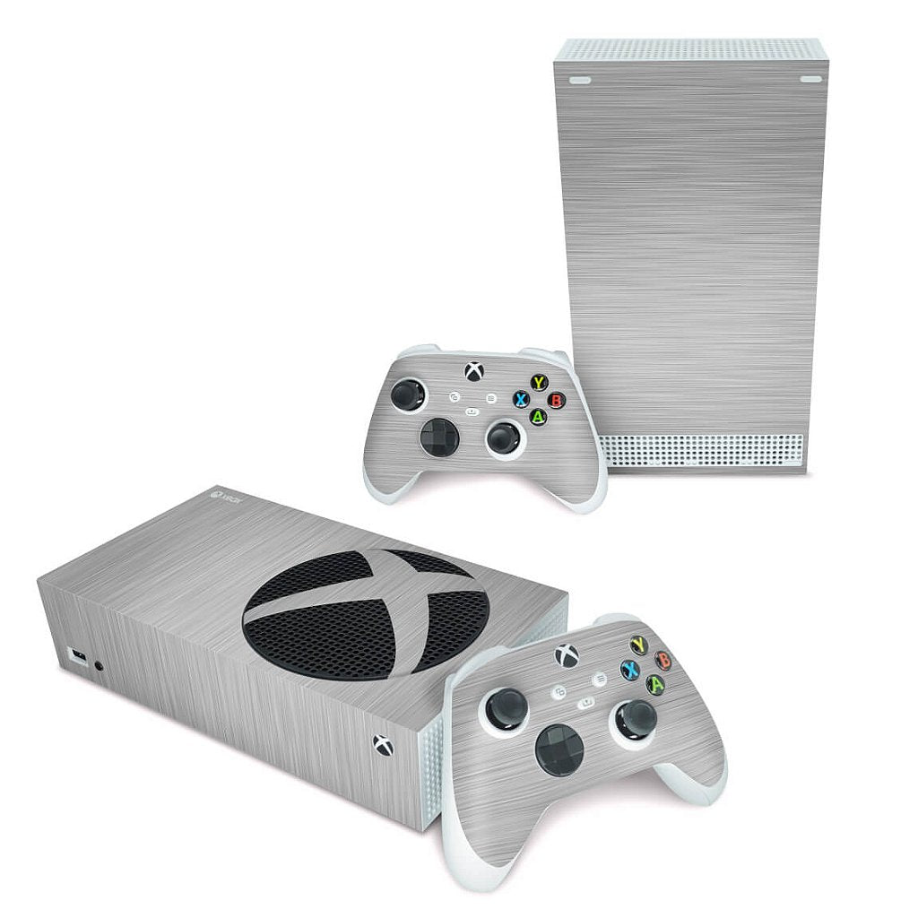 Skin Anti-Rage Xbox Series S Horizontal - Aço Escovado Cinza