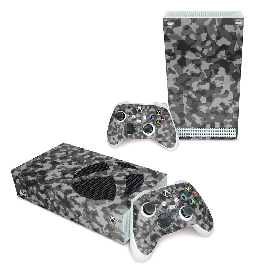 Skin Anti-Rage Xbox Series S Horizontal - Camuflado Cinza