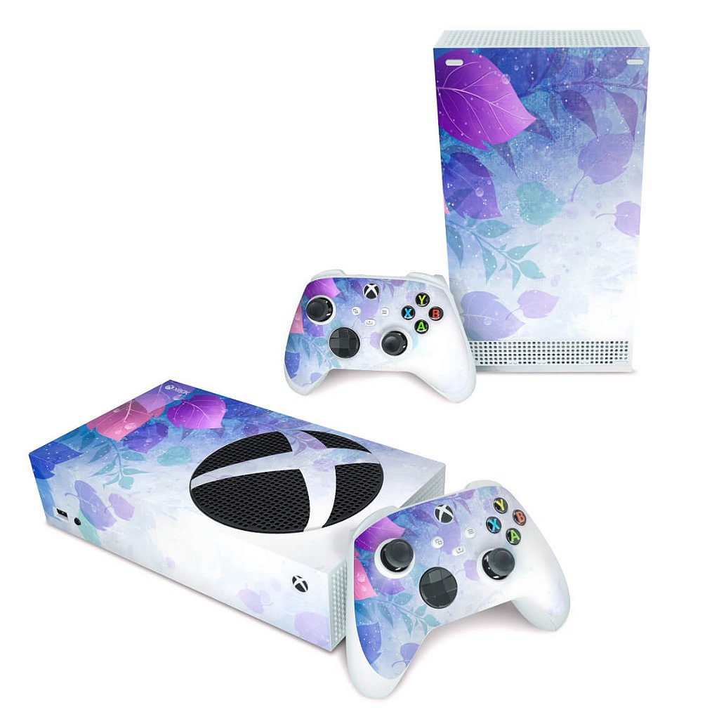 Skin Anti-Rage Xbox Series S Horizontal - Folhas Lilás
